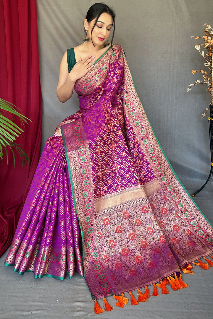 Fandango Purple Patola Silk Saree