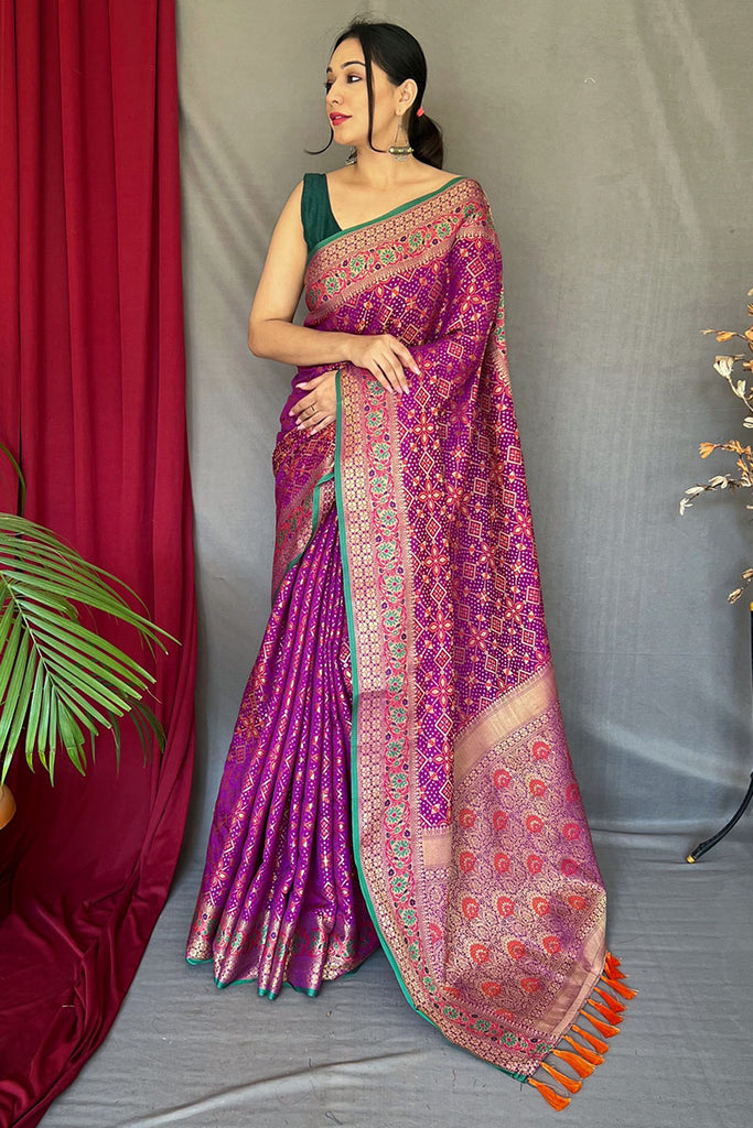 Fandango Purple Patola Silk Saree