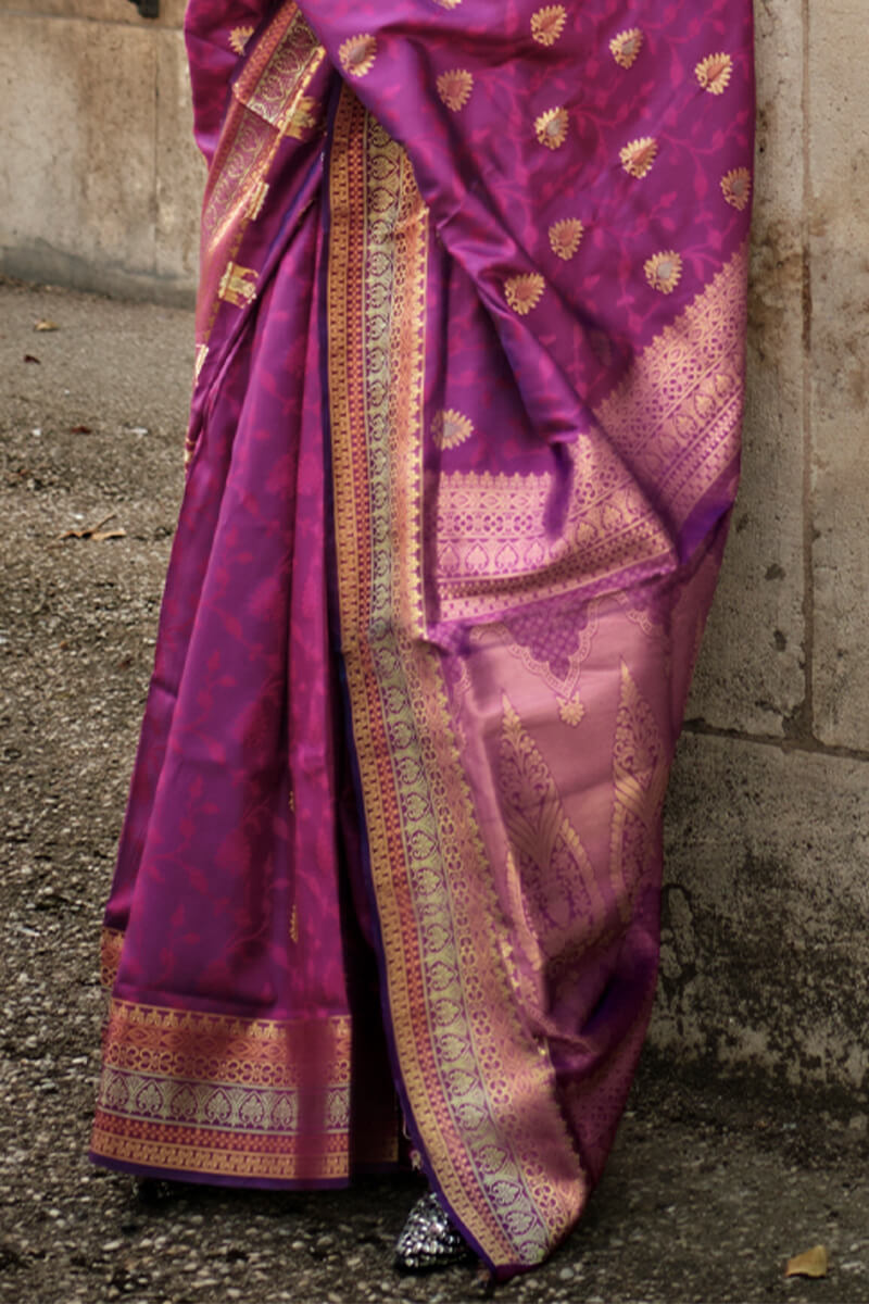 Fandango Purple Soft Banarasi Silk Saree