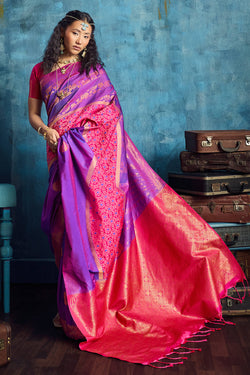 Fandango Purple Soft Pochampally Silk Saree