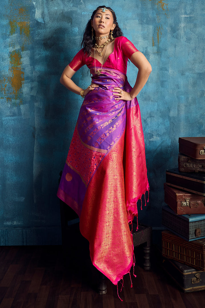 Fandango Purple Soft Pochampally Silk Saree
