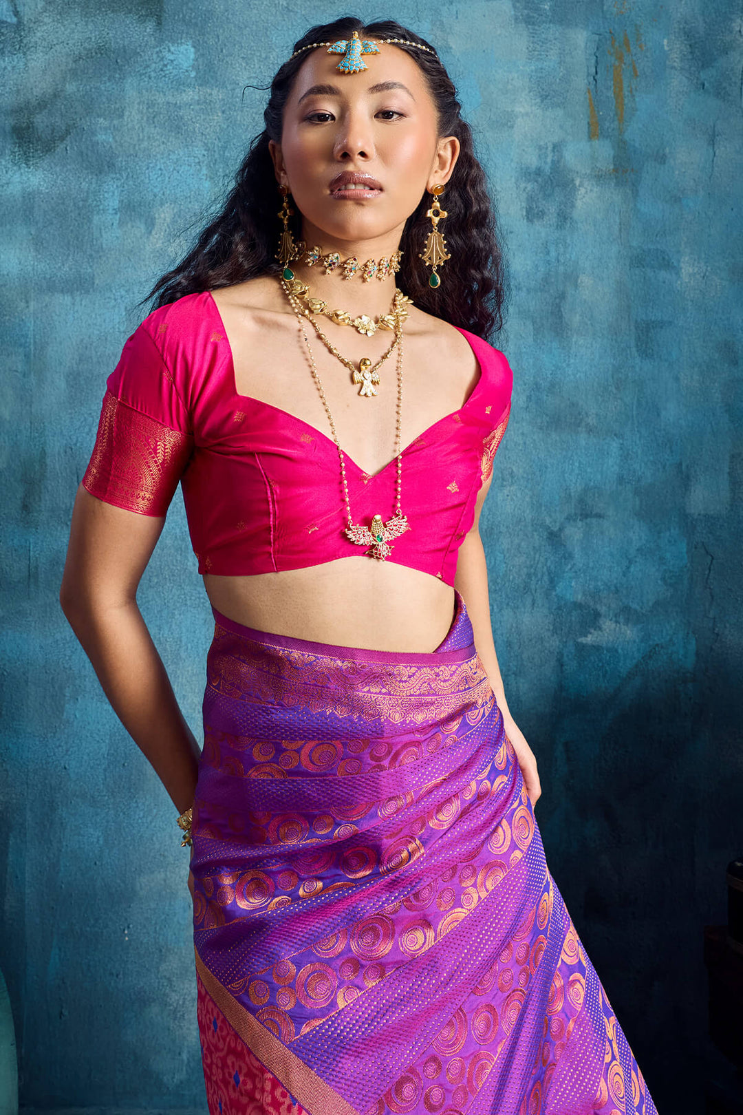 Fandango Purple Soft Pochampally Silk Saree
