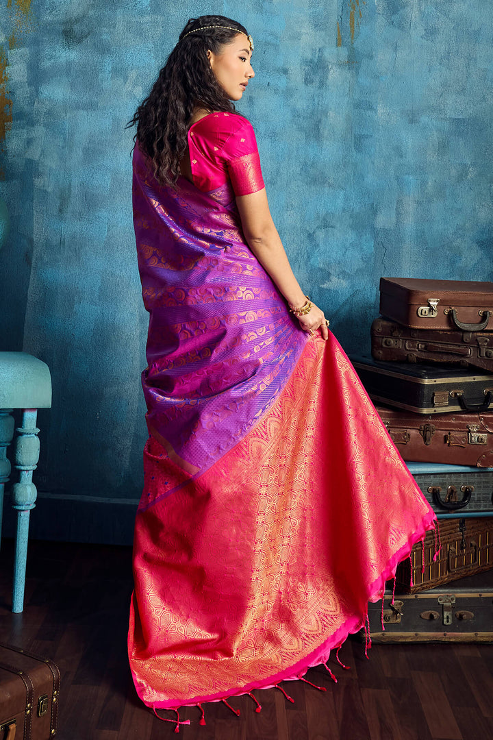 Fandango Purple Soft Pochampally Silk Saree