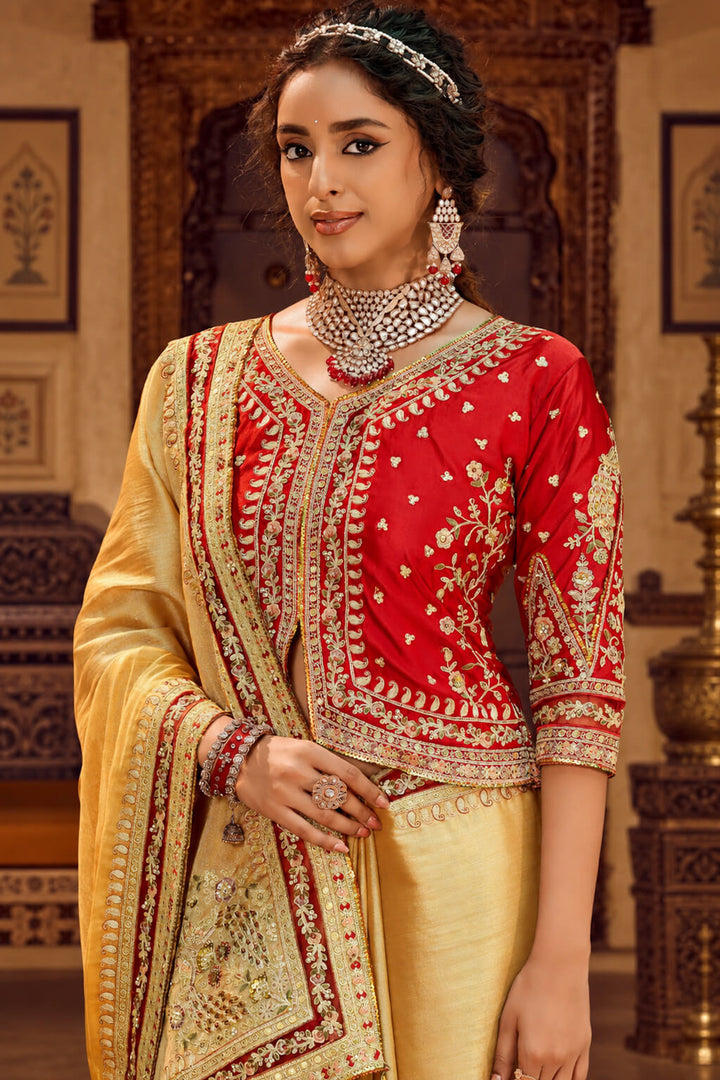 Fawn Beige Embroidery Work Viscose Saree with Jacket Blouse