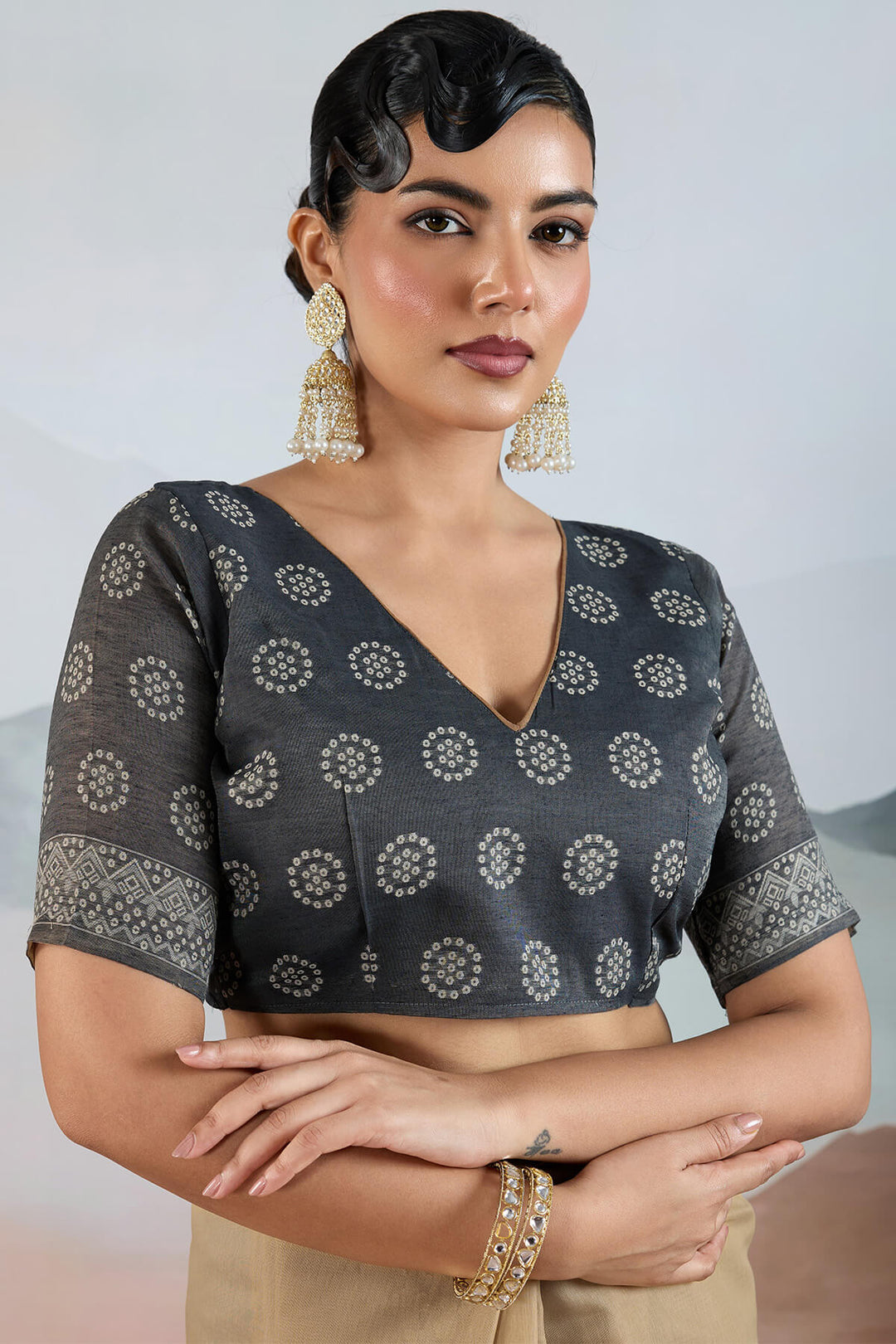 Fawn Beige Pure Cotton Viscose Silk Saree