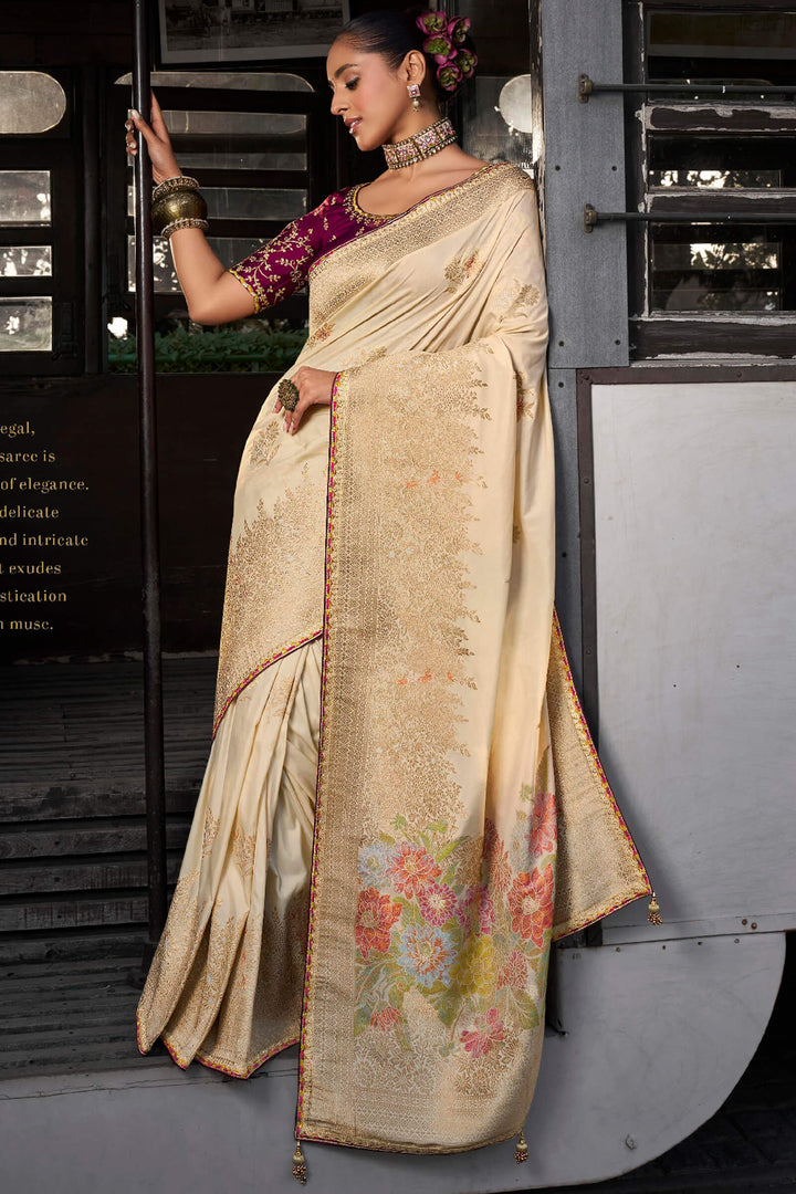 Fawn Beige Soft Dola Viscose Saree With Embroidery Blouse Piece
