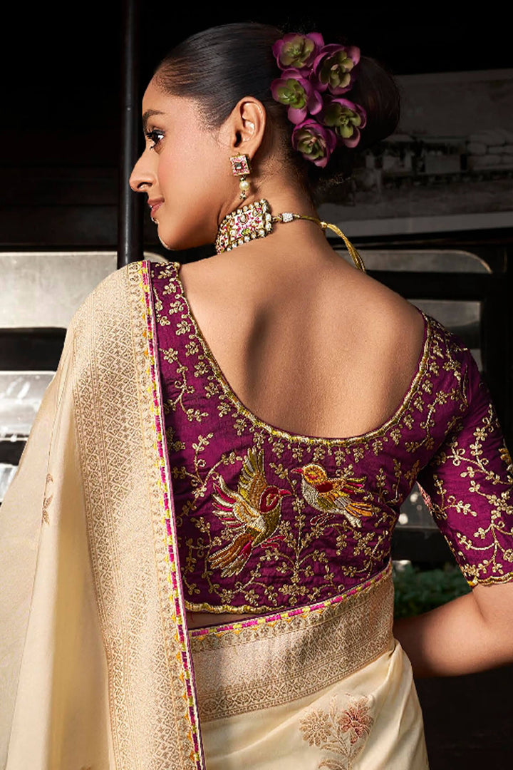 Fawn Beige Soft Dola Viscose Saree With Embroidery Blouse Piece
