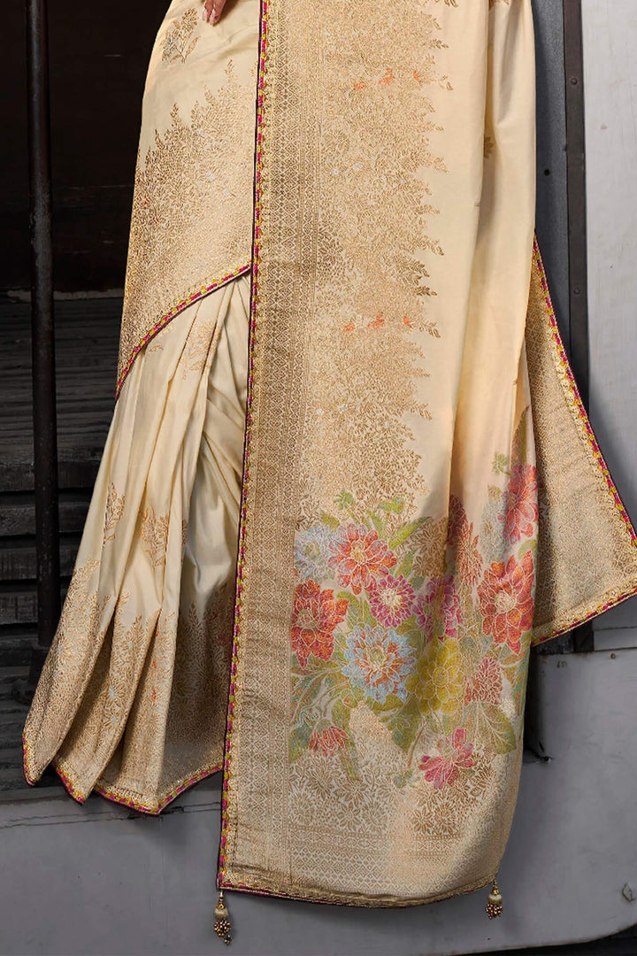 Fawn Beige Soft Dola Viscose Saree With Embroidery Blouse Piece