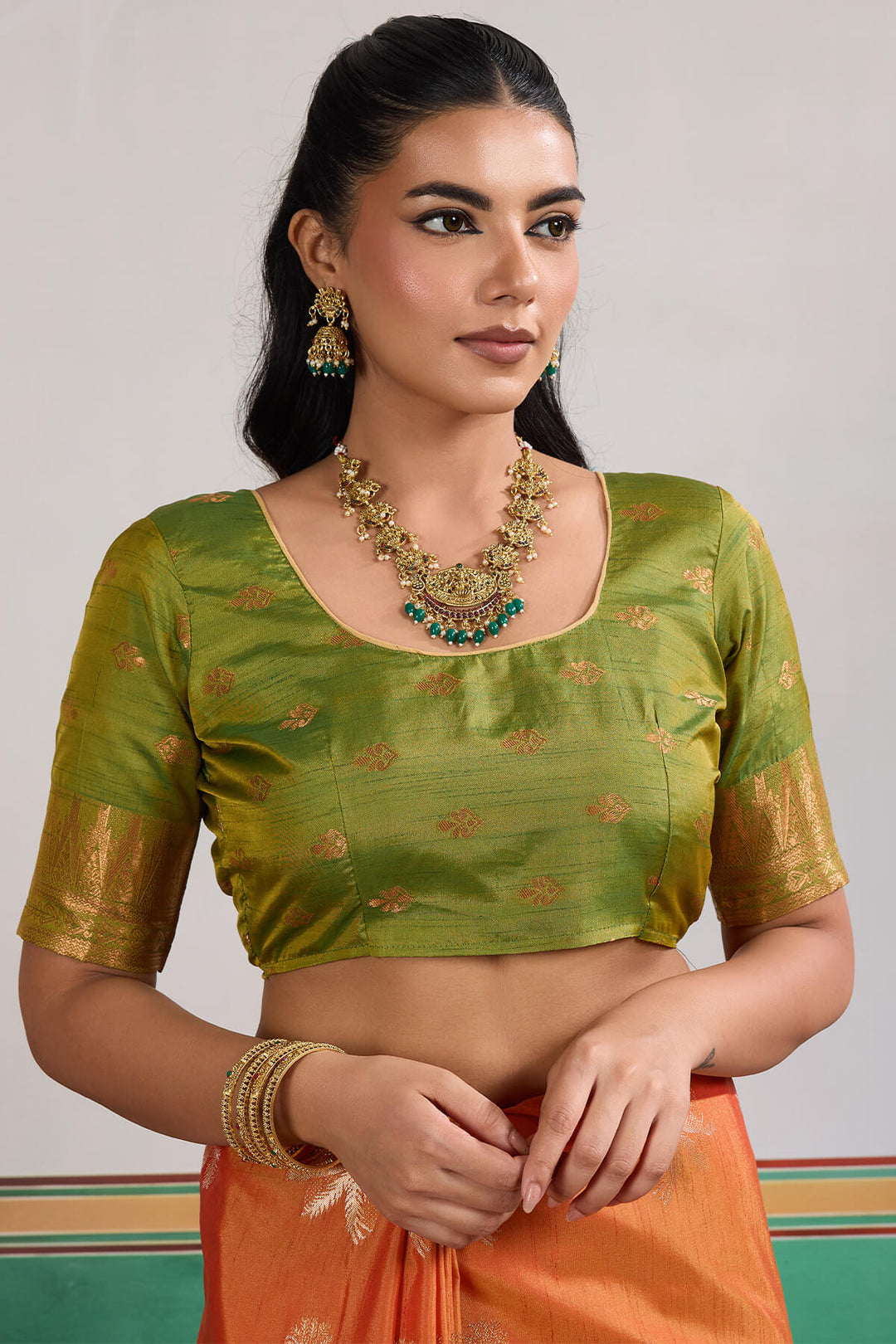 Fiery Orange Banarasi Tussar Silk Saree