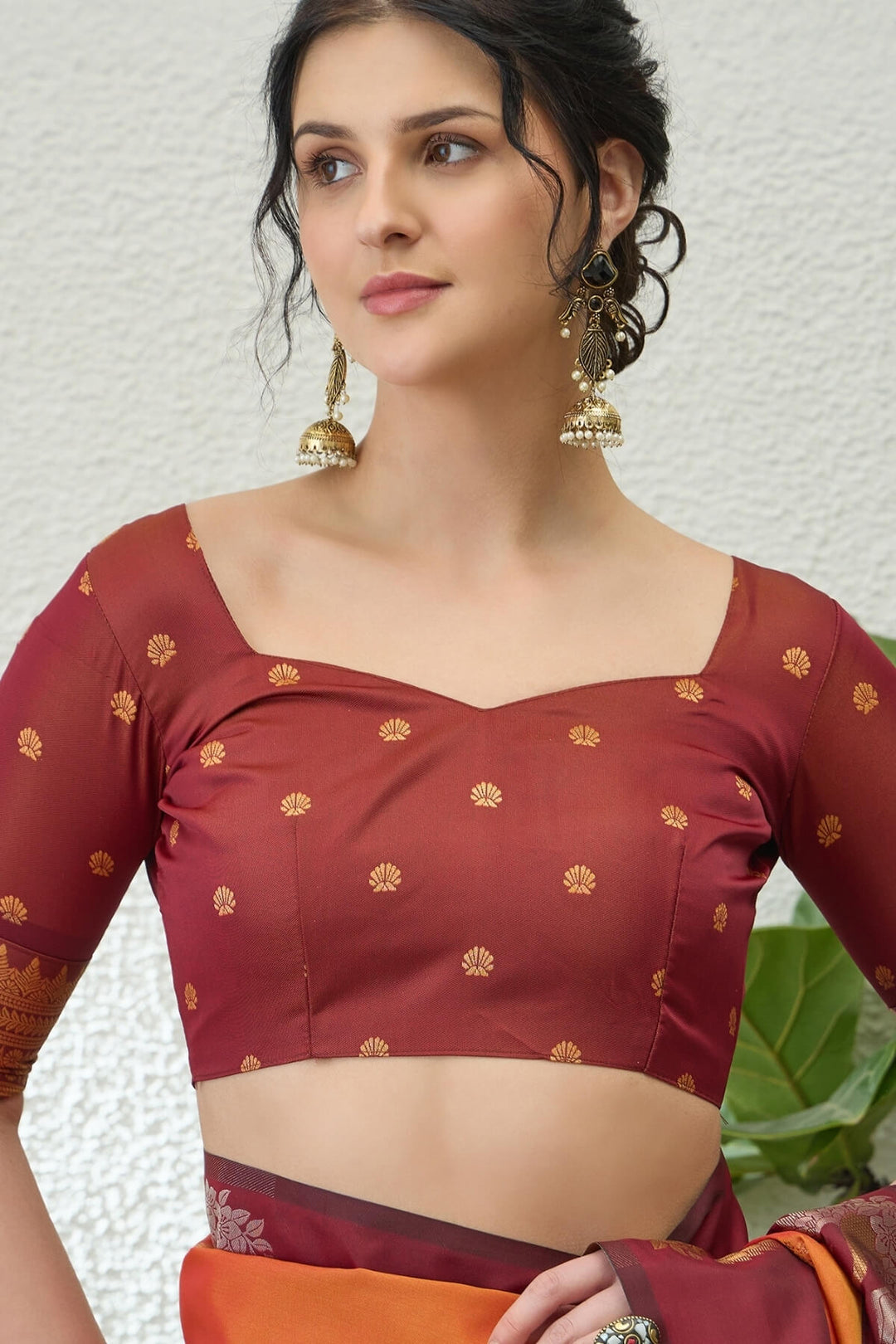 Fiery Orange Handloom Banarasi Silk Saree