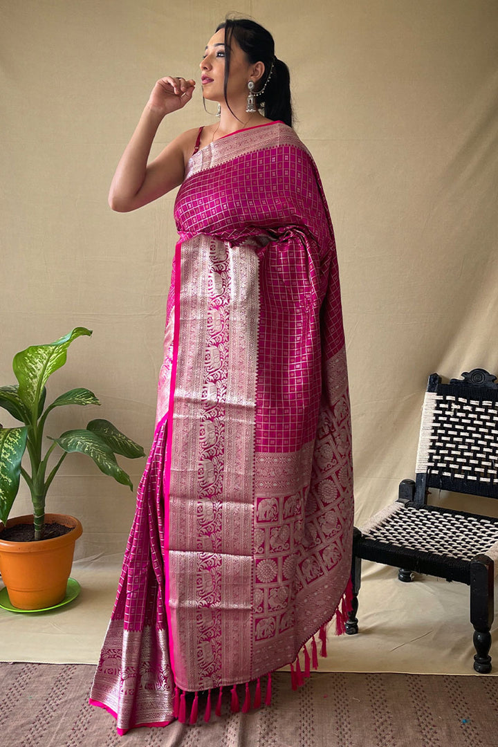 Flirt Pink Banarasi Silk Saree