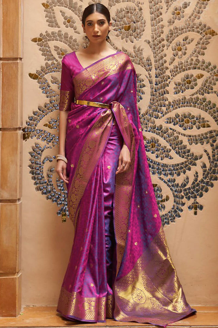 Flirt Purple Kanjivaram Silk Saree