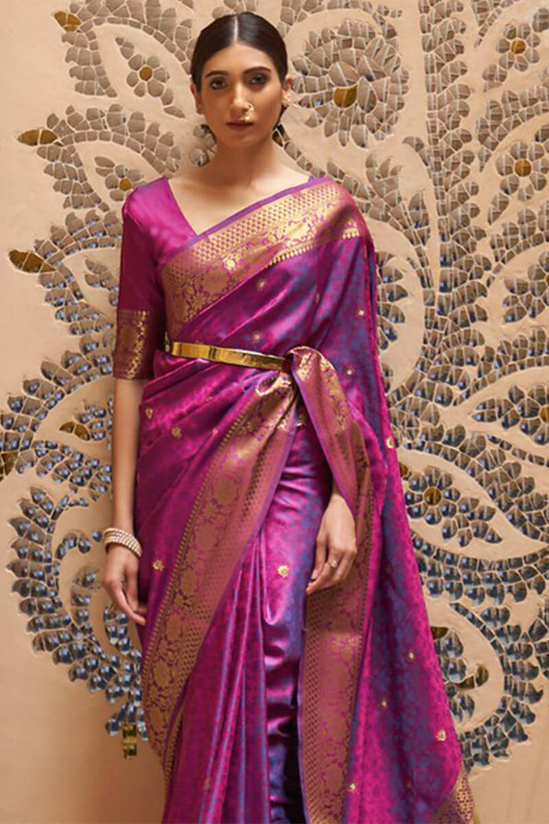 Flirt Purple Kanjivaram Silk Saree