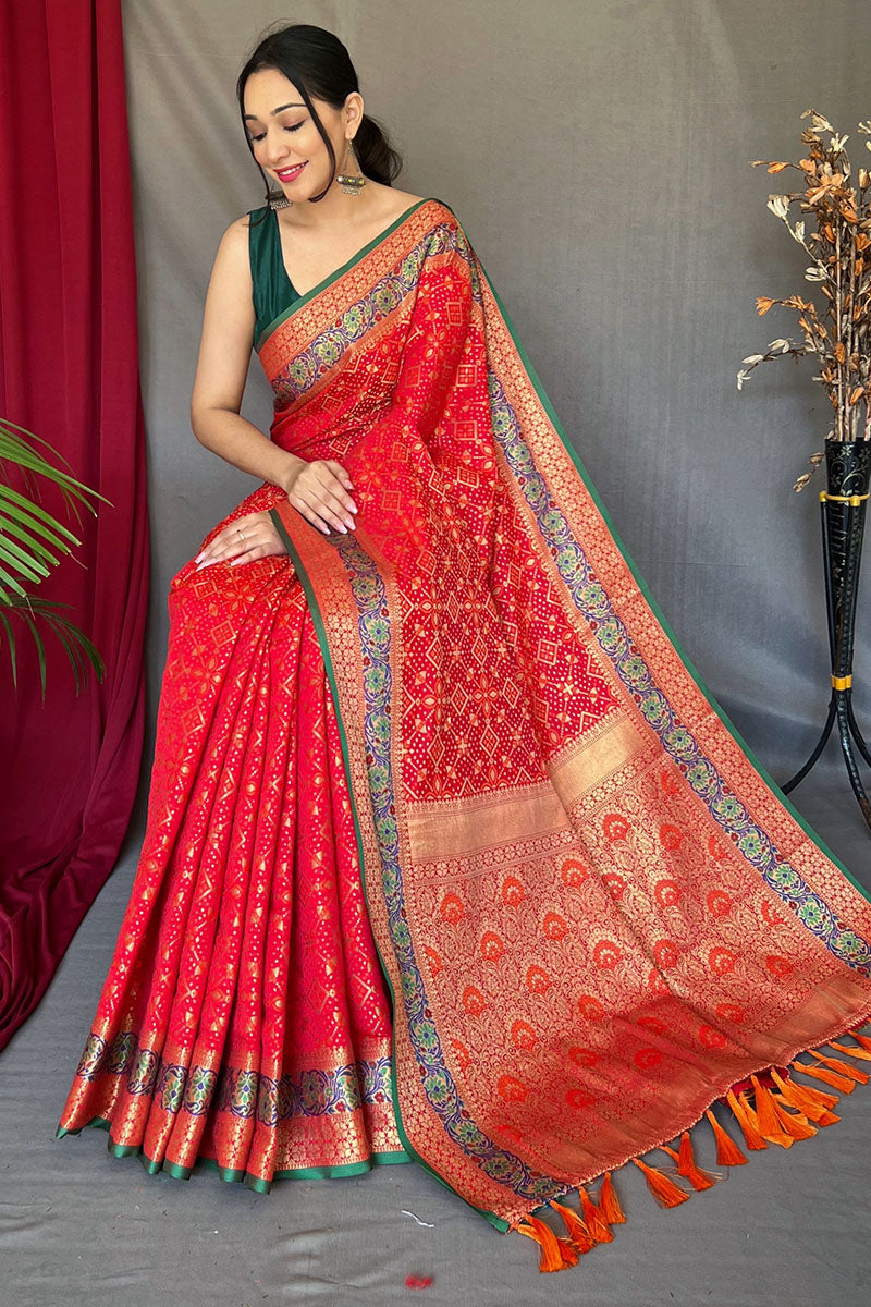 Folly Red Patola Silk Saree