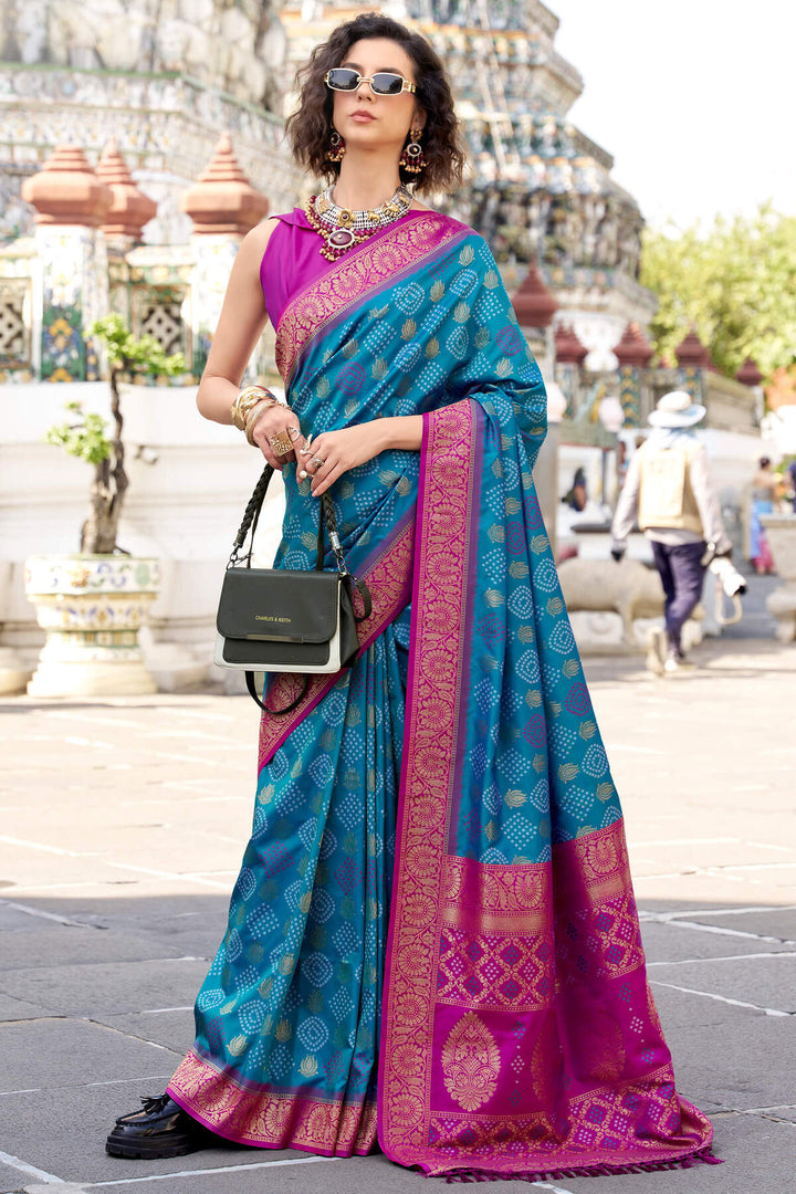 French Blue Zari Woven Soft Silk Saree