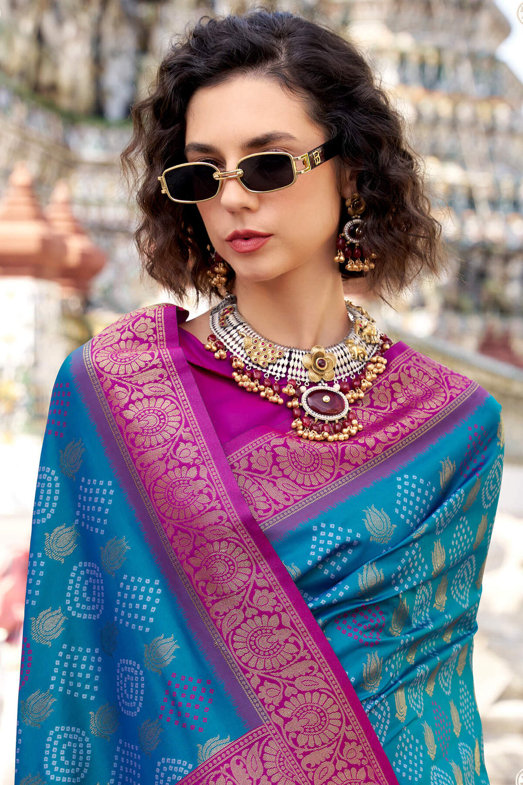 French Blue Zari Woven Soft Silk Saree