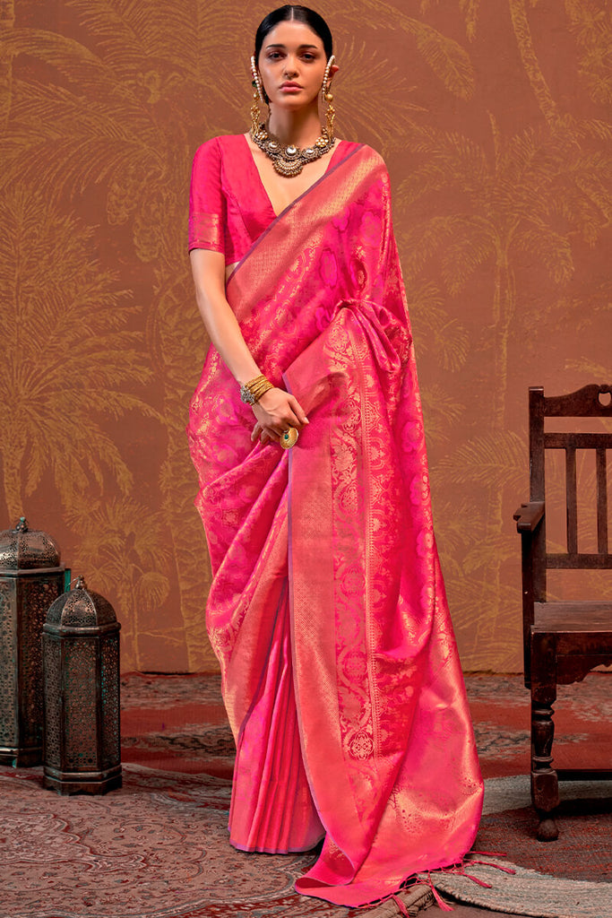 Frostbite Pink Kanjivaram Silk Saree