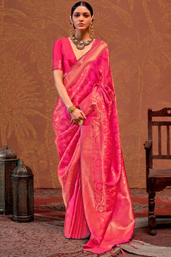 Frostbite Pink Kanjivaram Silk Saree