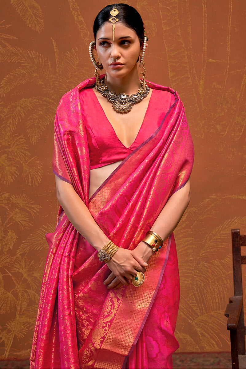 Frostbite Pink Kanjivaram Silk Saree