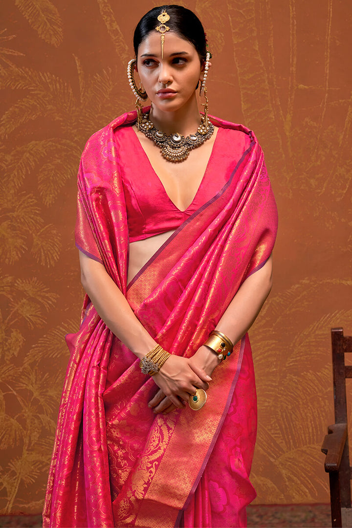 Frostbite Pink Kanjivaram Silk Saree