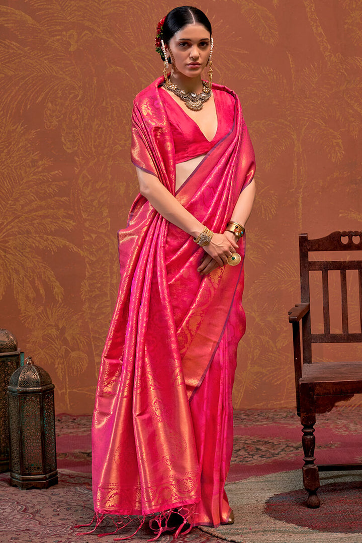 Frostbite Pink Kanjivaram Silk Saree