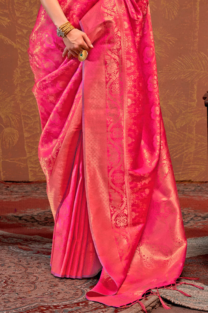 Frostbite Pink Kanjivaram Silk Saree