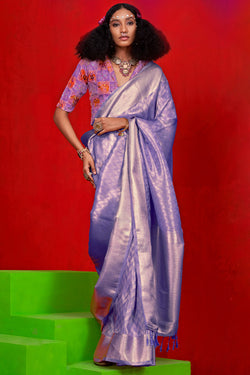Frosted Lavender Banarasi Tissue Silk Saree