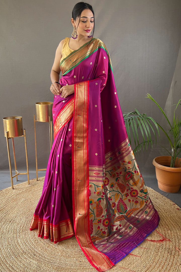 Fuchsia Pink Paithani Silk Saree