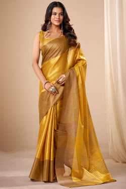 Fuel Yellow Banarasi Tissue Silk Saree