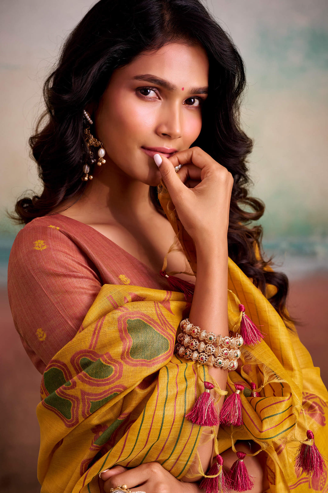 Fuel Yellow Cotton Modal Silk Saree