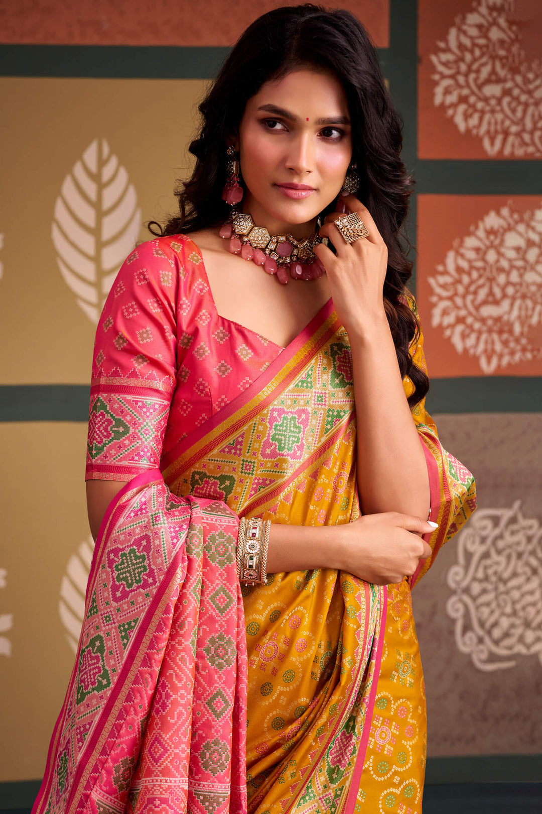 Gamboge Yellow Soft Patola Silk Saree