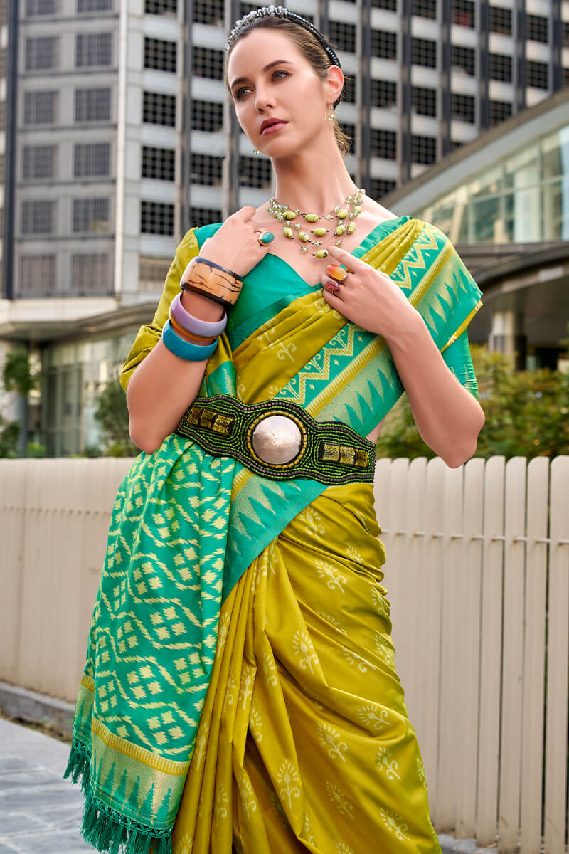 Gecko Green Soft Banarasi Silk Saree