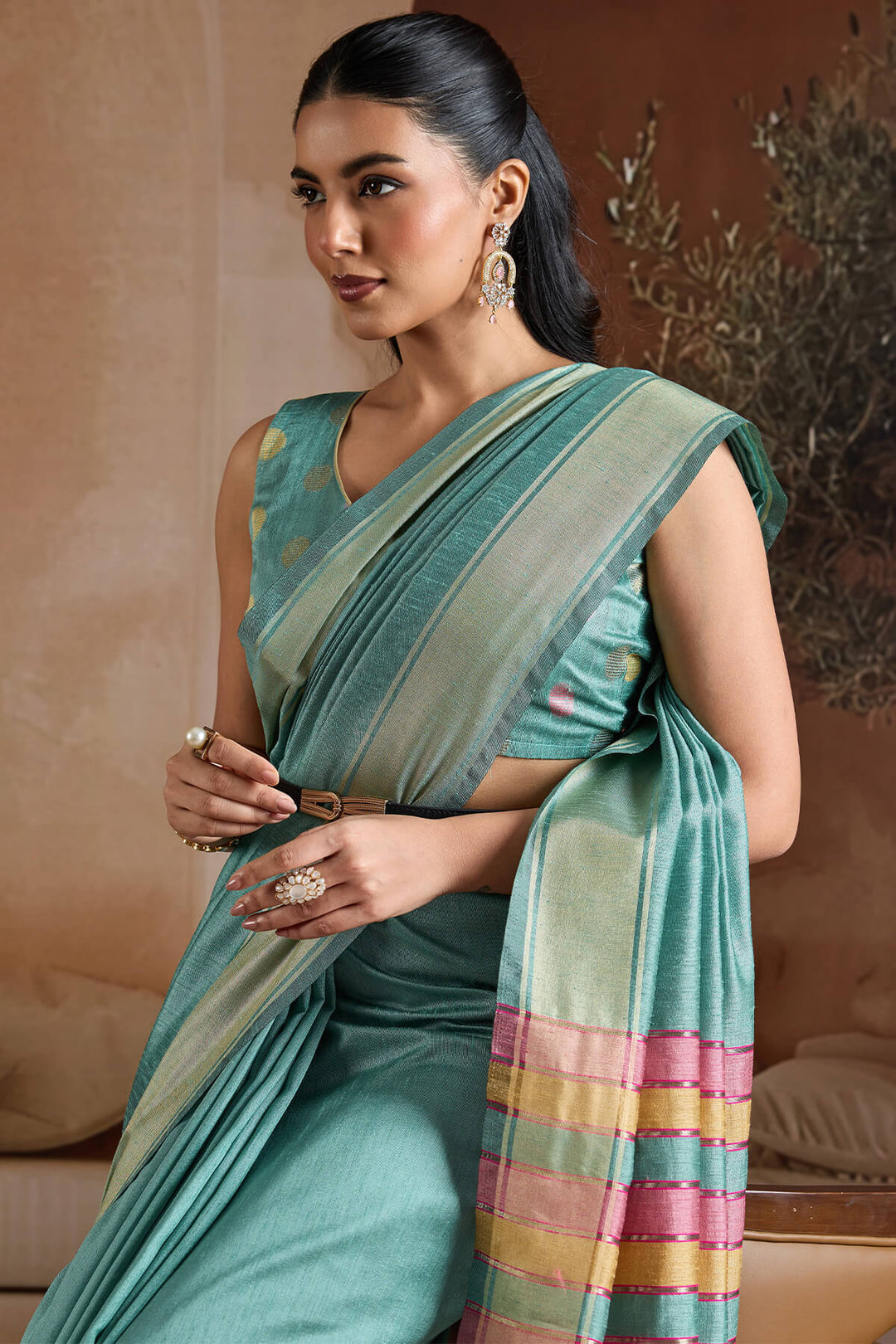 Glacier Blue Bhagalpuri Silk Saree