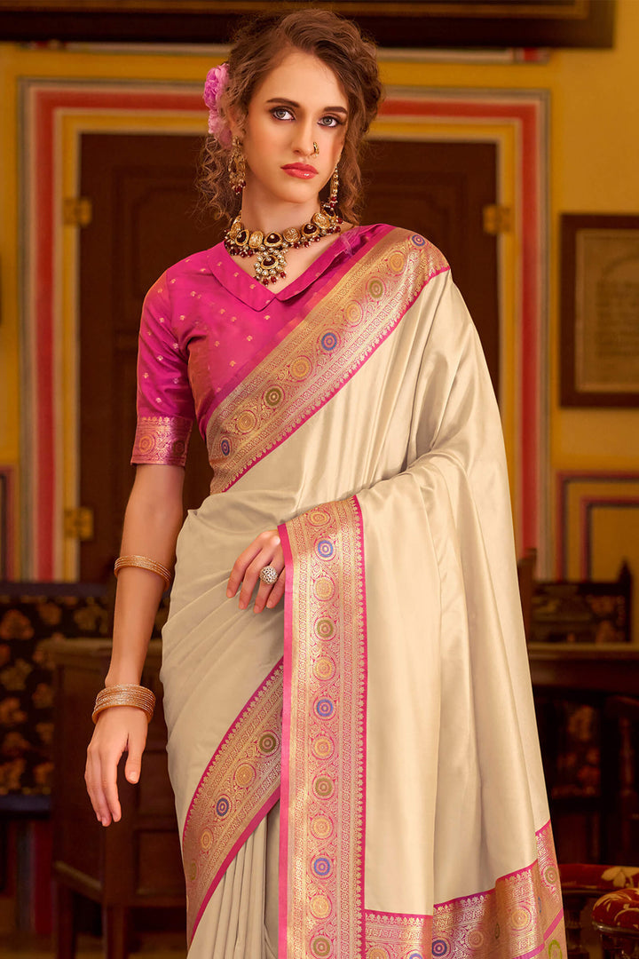Grain Beige Soft Silk Saree