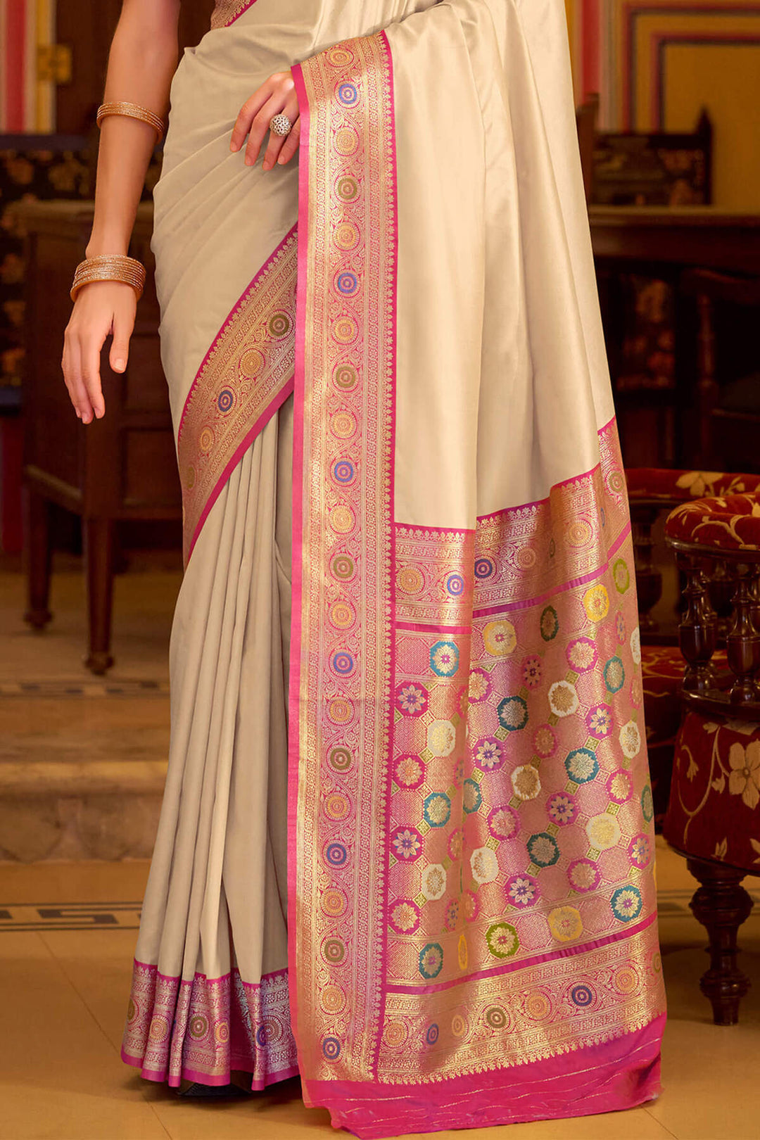 Grain Beige Soft Silk Saree