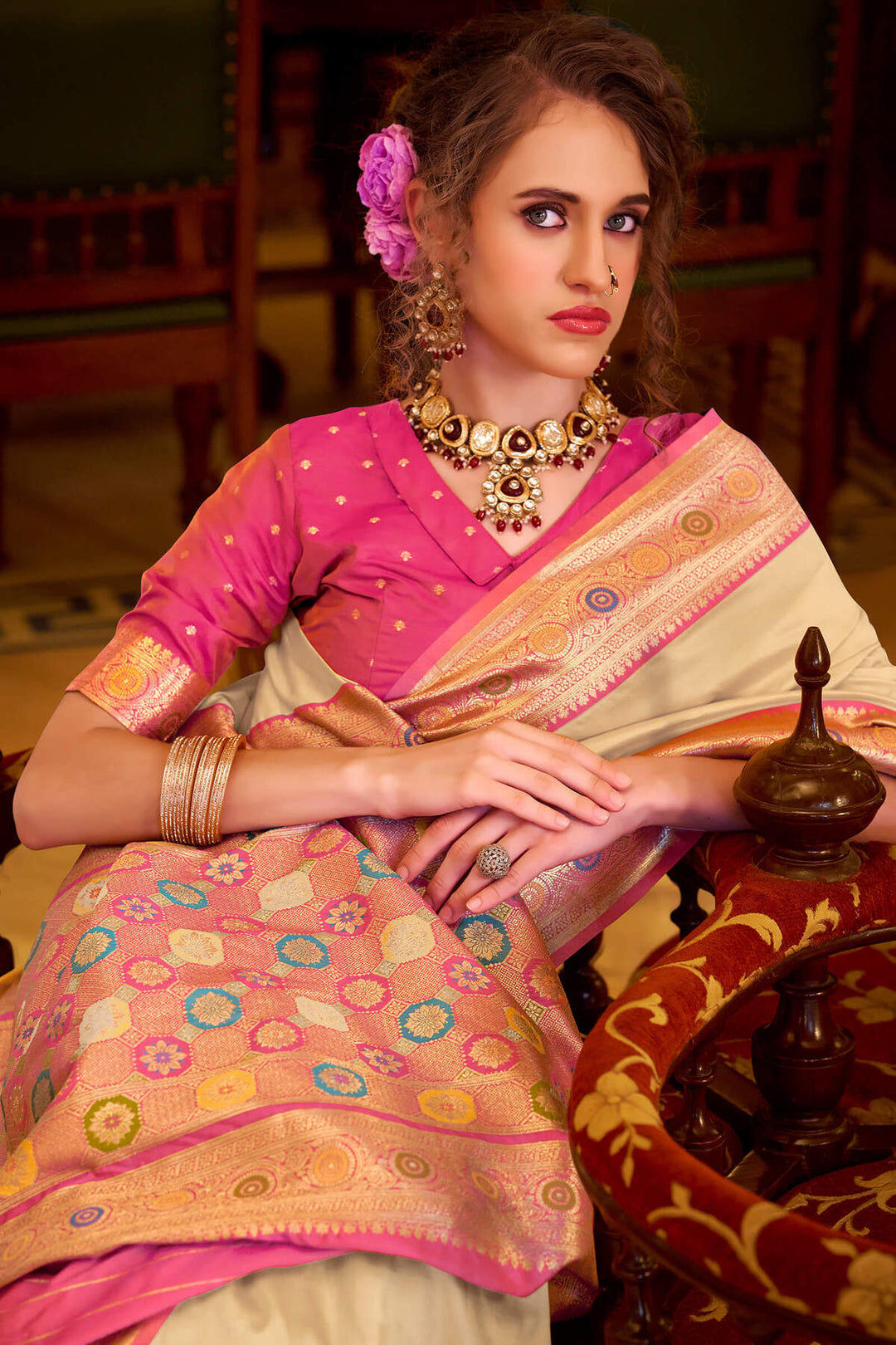 Grain Beige Soft Silk Saree