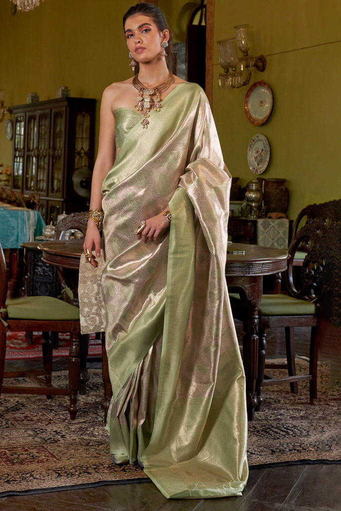 Granite Green Kanjivaram Silk Saree