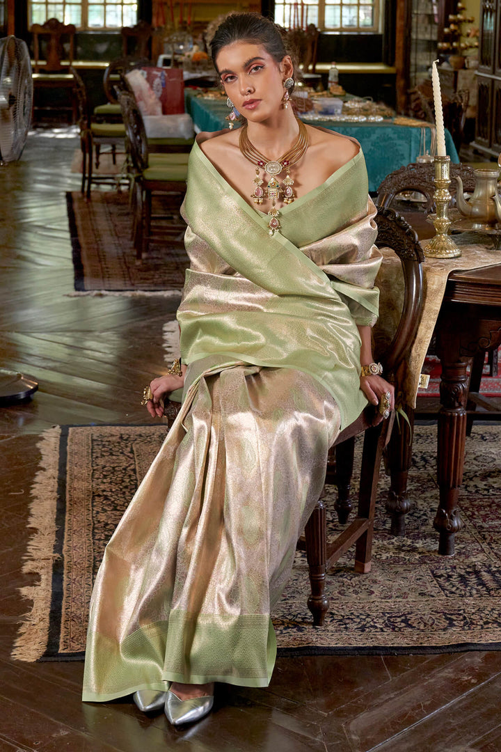 Granite Green Kanjivaram Silk Saree