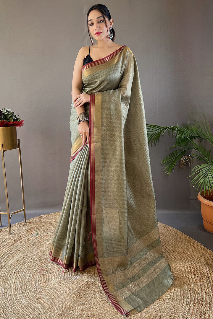 Granite Green Soft Silk Saree