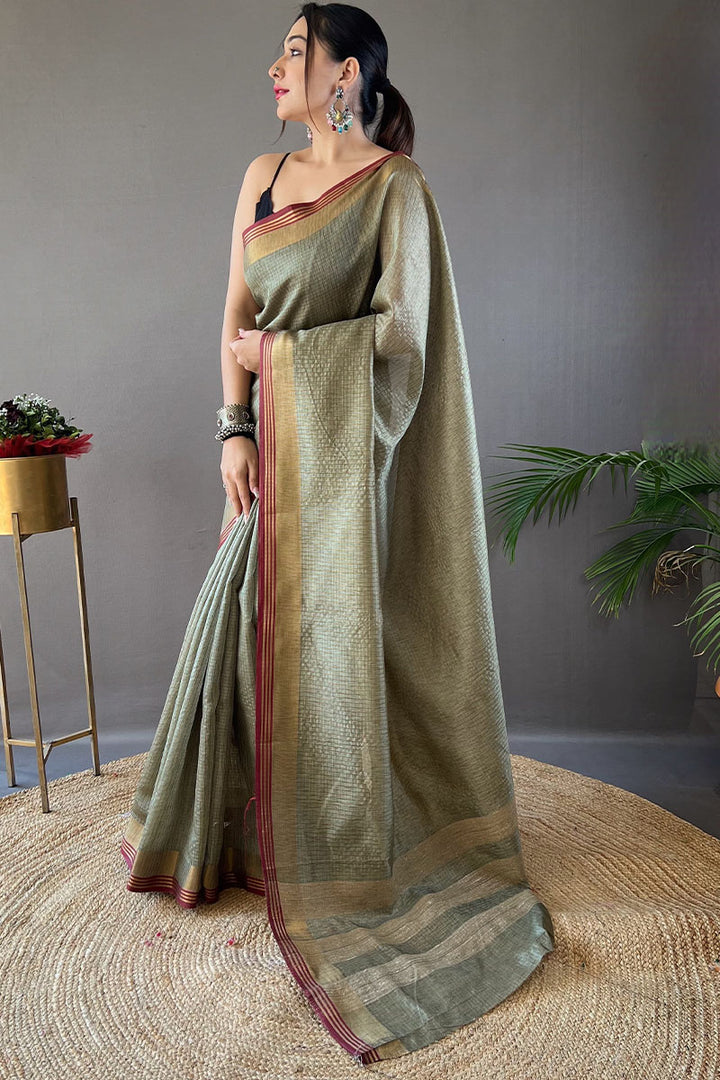 Granite Green Soft Silk Saree