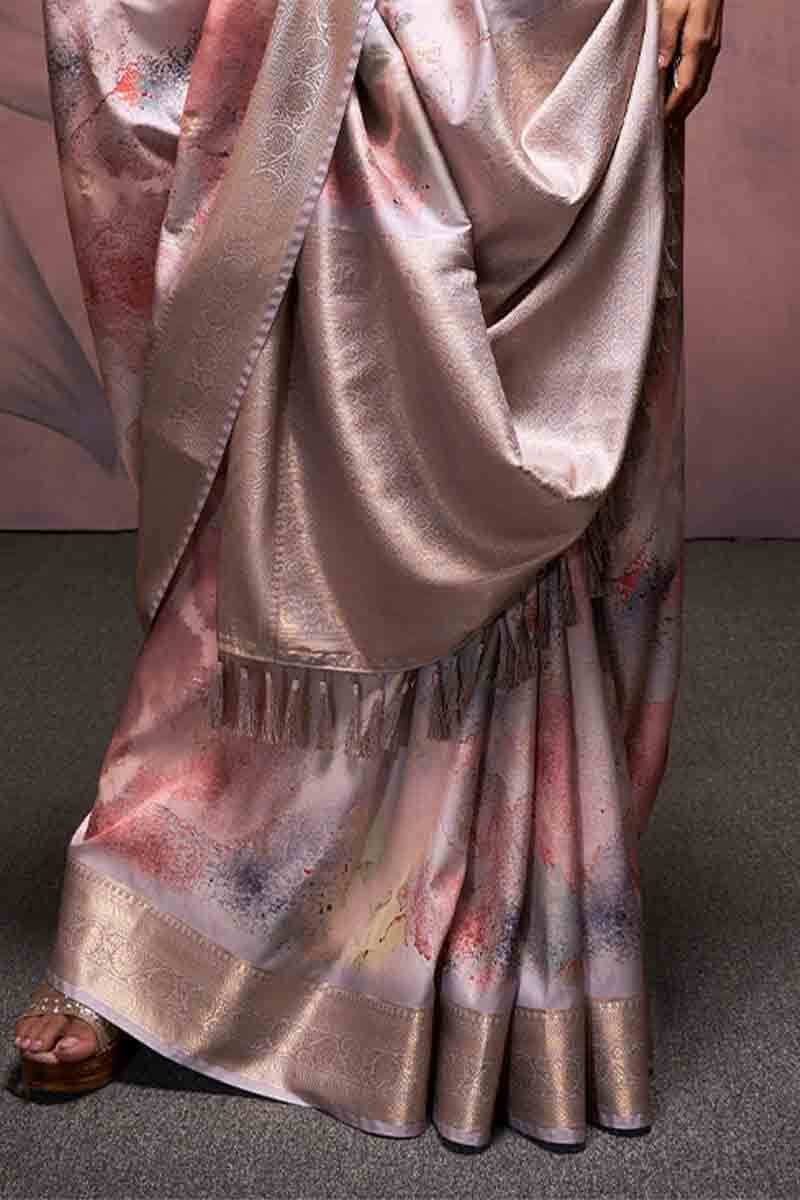 Granite Grey Printed Soft Silk Saree