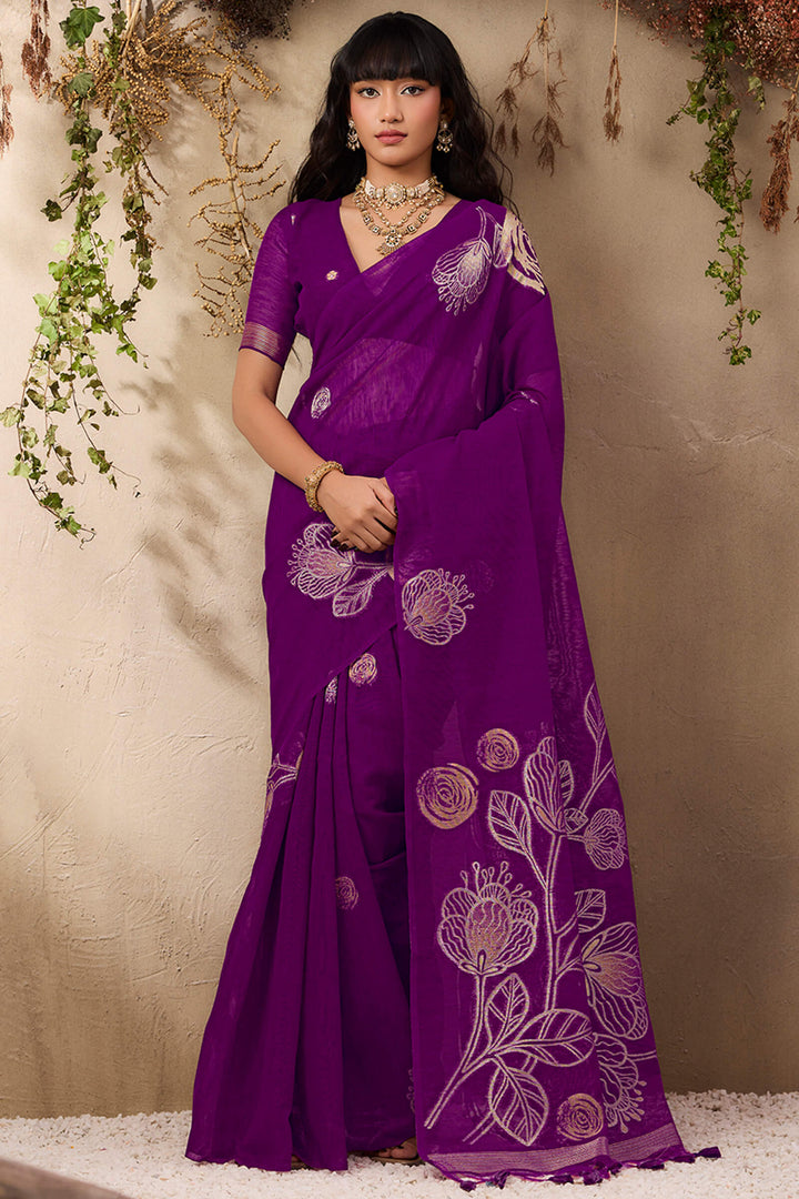 Grape Purple Munga Silk Saree
