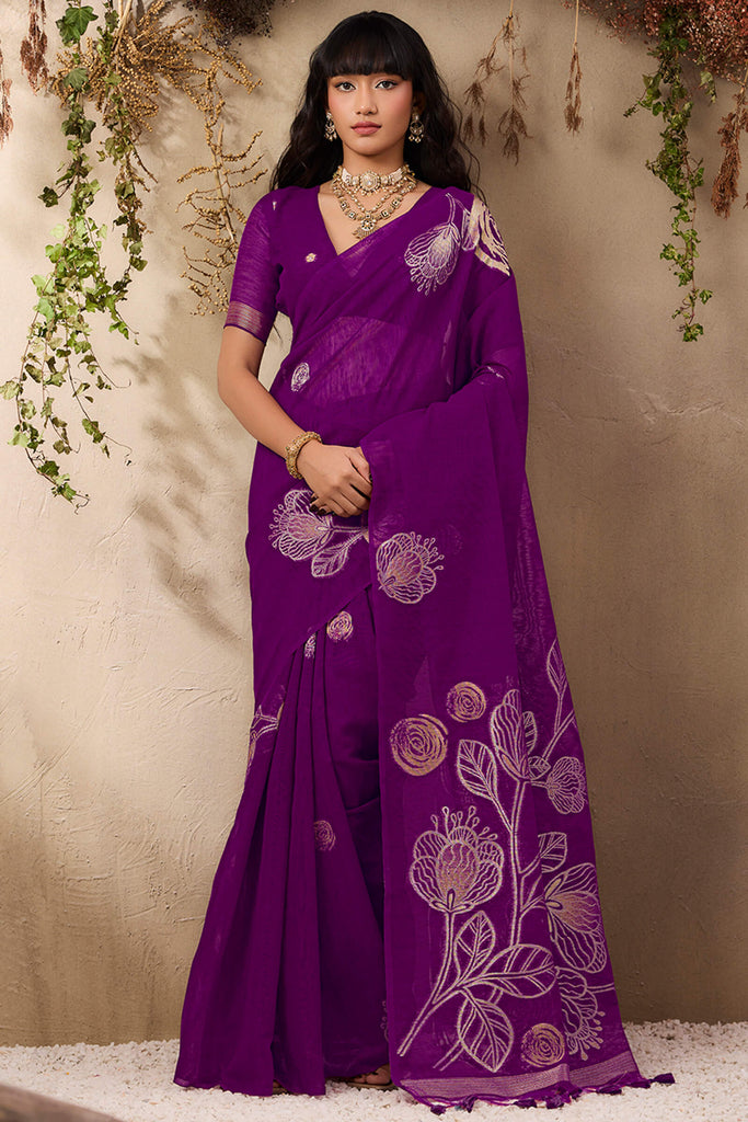 Grape Purple Munga Silk Saree