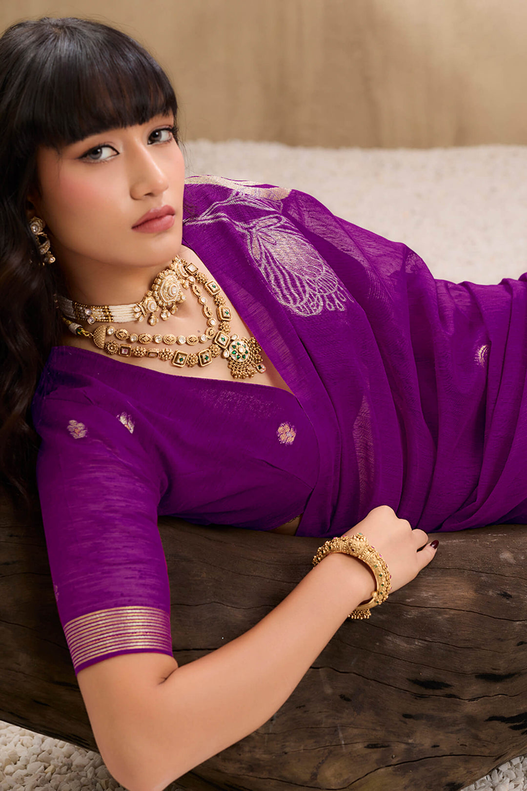 Grape Purple Munga Silk Saree