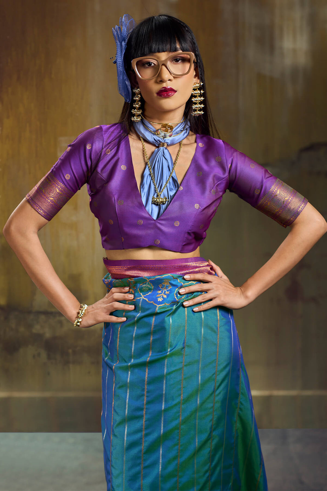Greenish Blue Soft Pochampally Silk Saree