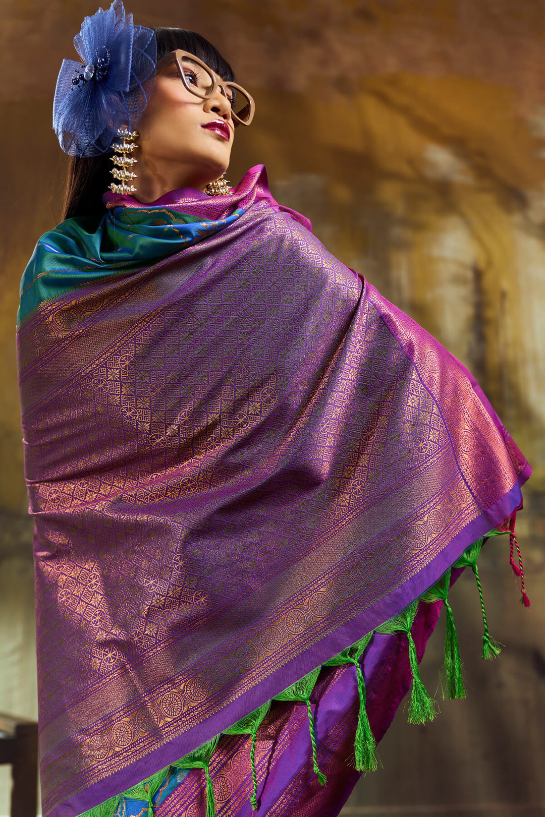 Greenish Blue Soft Pochampally Silk Saree