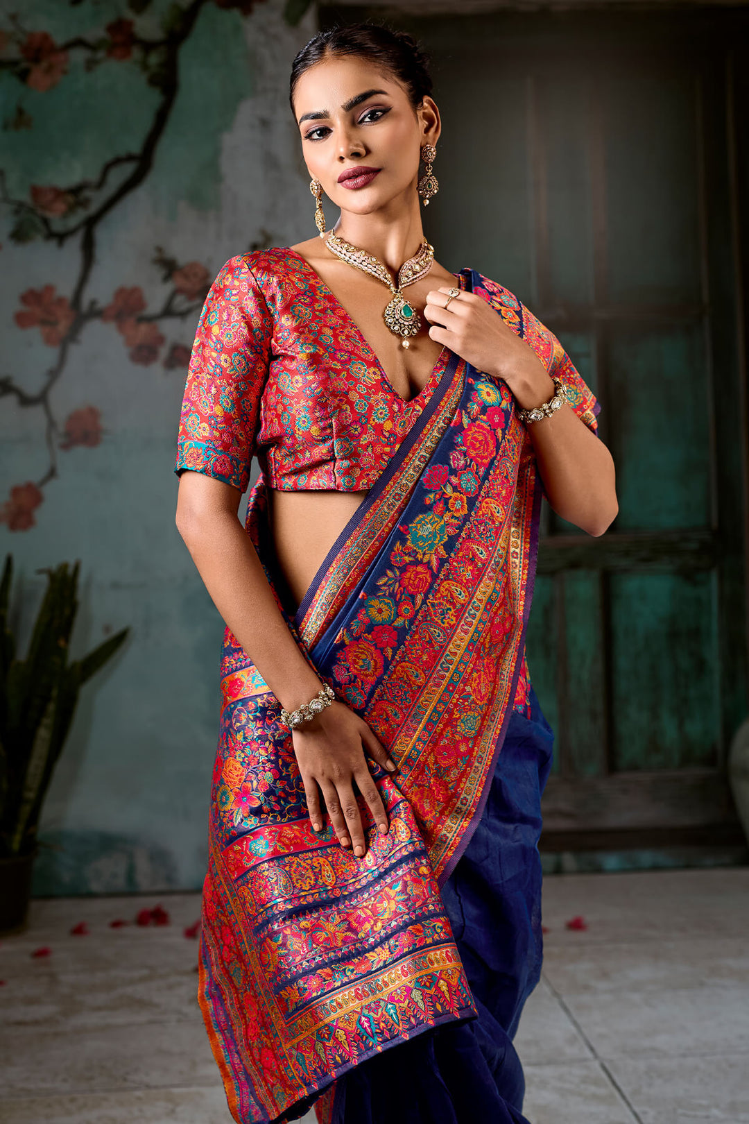 Gulf Blue Pashmina Silk Saree