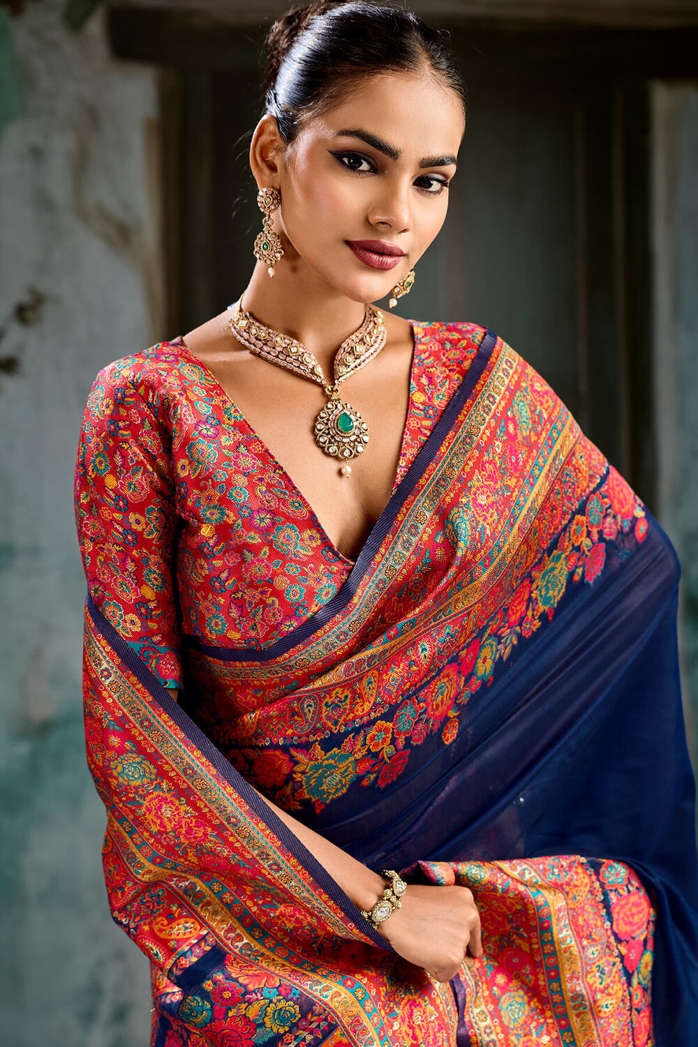 Gulf Blue Pashmina Silk Saree