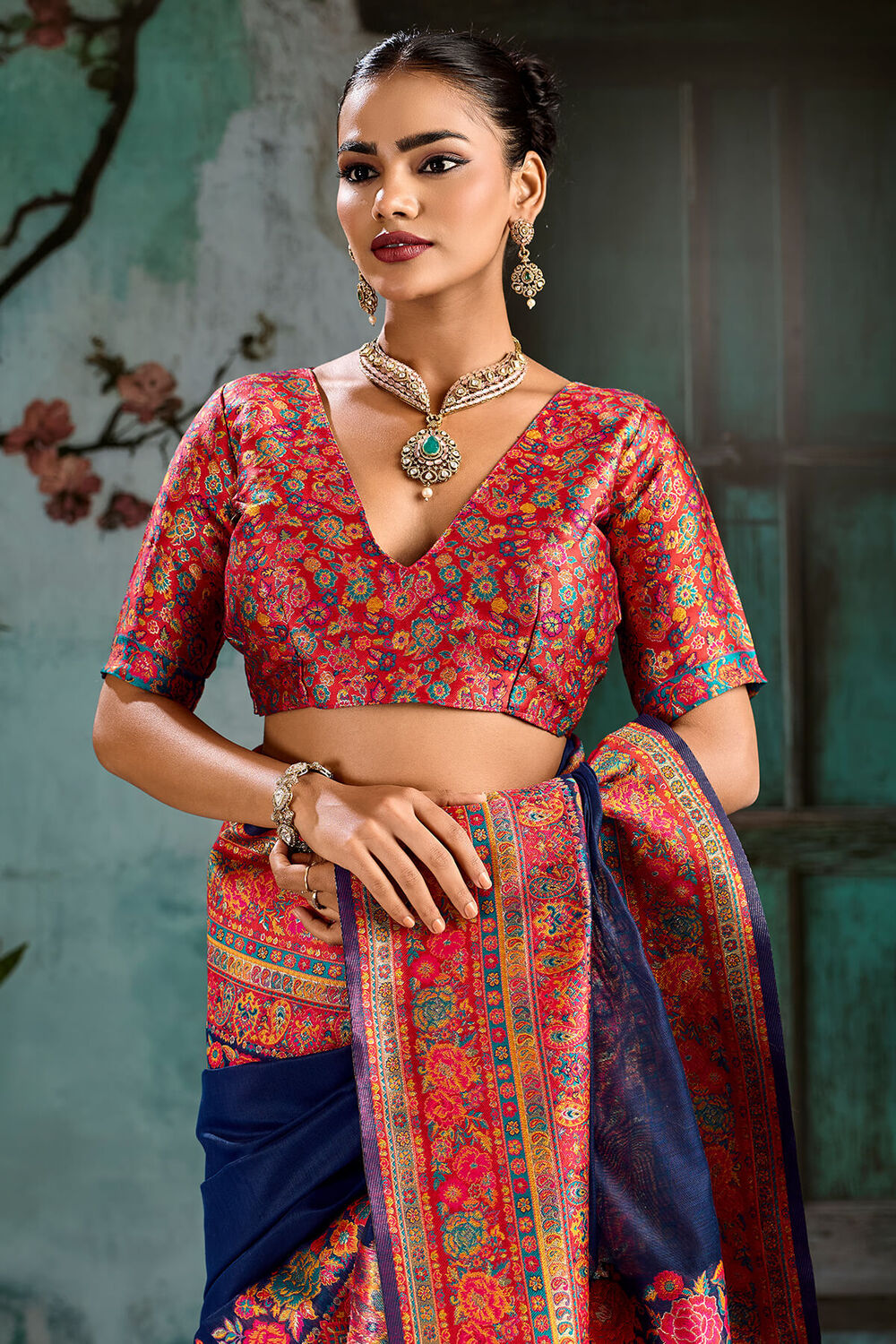 Gulf Blue Pashmina Silk Saree