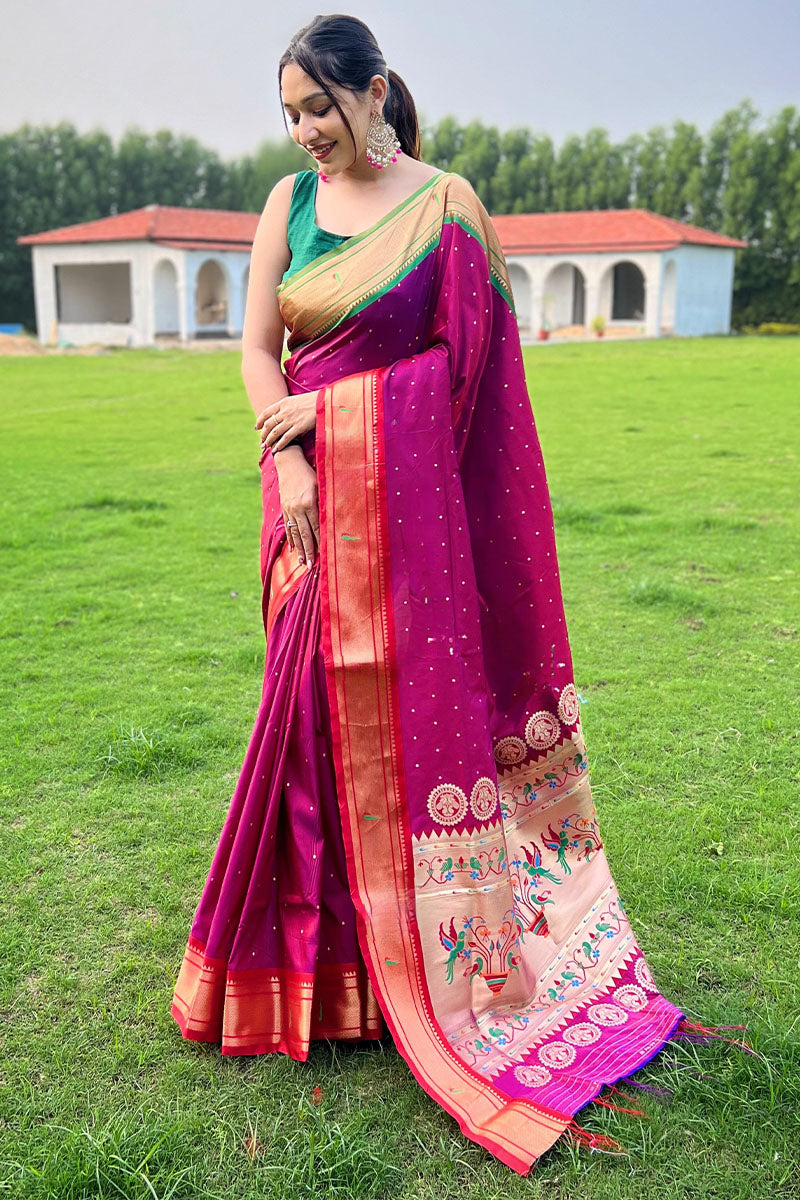 Hibiscus Pink Paithani Silk Saree